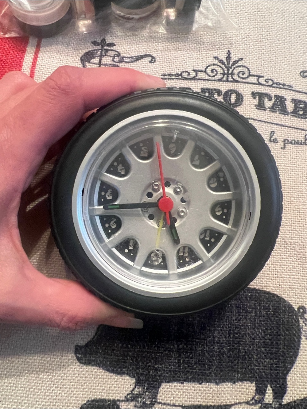 Novelty Tire Wall Clock - Silver & Black